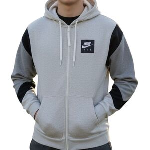 Nike Air Men's Full Zip Hoodie Gray/Black Colorblock - Small